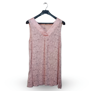 Lunda.Pk Peach Pink Floral Style Sleeveless Top | Fine Jersey | Large