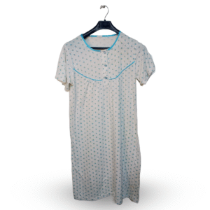 Lunda.Pk Off White Floral Dotted Lace Trim Nightie | Cotton Jersey | Large