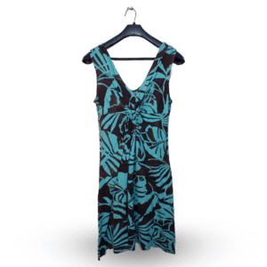 Lunda.Pk Silk Blue & Black Floral Sleeveless Maxi | Cotton Jersey | Large