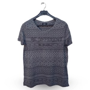 Bennoti Printed Black & Grey T Shirt | Cotton Jersey | Large