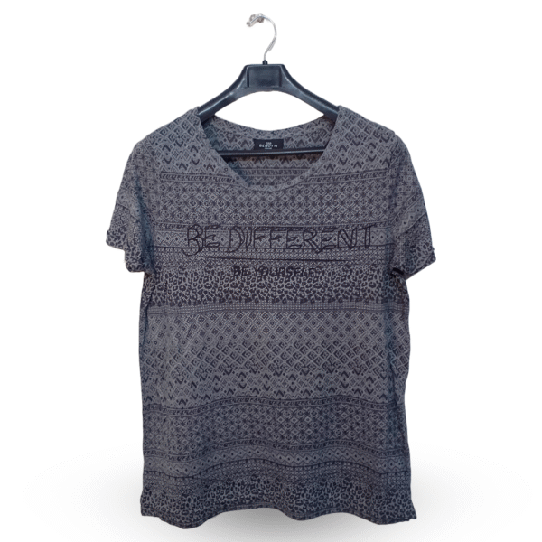 Bennoti Printed Black & Grey T Shirt | Cotton Jersey | Large