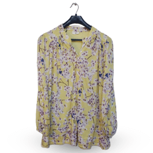 Anna Glover Floral White & Purple Flower Printed Full Sleeves Top | Cotton Jersey | Extra Large