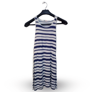 H&M White & Blue Stripe Tank Top | Cotton Jersey | Small