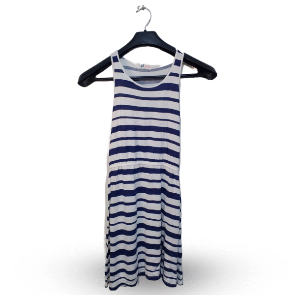 H&M White & Blue Stripe Tank Top | Cotton Jersey | Small