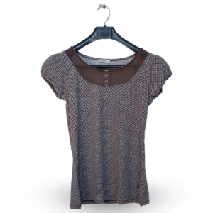 Pimkie Brown Neckline Short Sleeves Top | Satan Jersey | Small