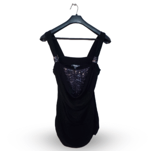 Bel & Boo Black Draped Neckline Top | Cotton Jersey | Medium