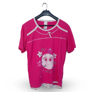 Lunda.Pk Pink Printed Neckline T - Shirt | Cotton Jersey | Medium