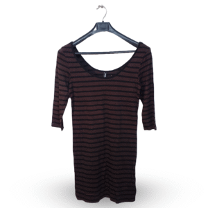 Madonna Brown & Black Scoop Neck Top | Cotton Jersey | Large