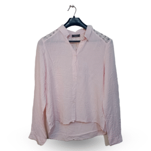 Yessica Light Pink, Long Sleeves Button-Down Shirt | Pure Cotton | Small