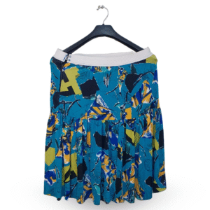 Lunda.Pk Vibrant Multi Color Abstract Pattern Skirt | Jorjat Jersey | Waist 34 Large