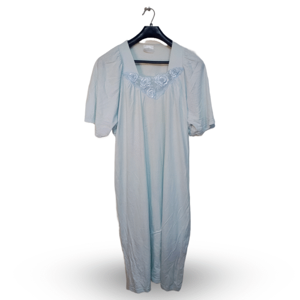 Lunda.Pk Basic Blue Floral Embroidery Nightgown | Cotton Jersey | Extra Large