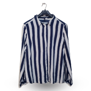 Lunda.Pk Navy Blue & White Button Down Shirt | Cotton Jersey | Medium