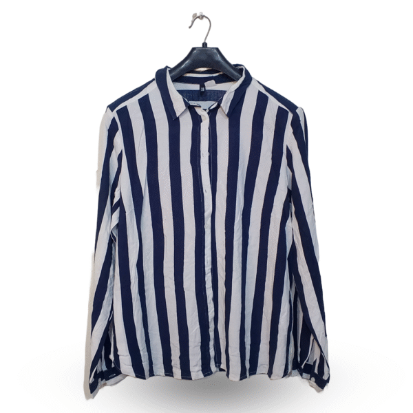 Lunda.Pk Navy Blue & White Button Down Shirt | Cotton Jersey | Medium