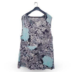 BPC black & White Floral Pattern Sleeveless Dress | Cotton Jersey | Extra Large