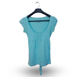 EDC Light Blue Scoop Neckline Top | Cotton Jersey | Small