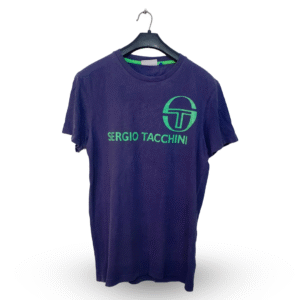 Sergio Tacchini Bluish Purple Printed Half Sleeves T Shirt | Cotton Jersey | Medium