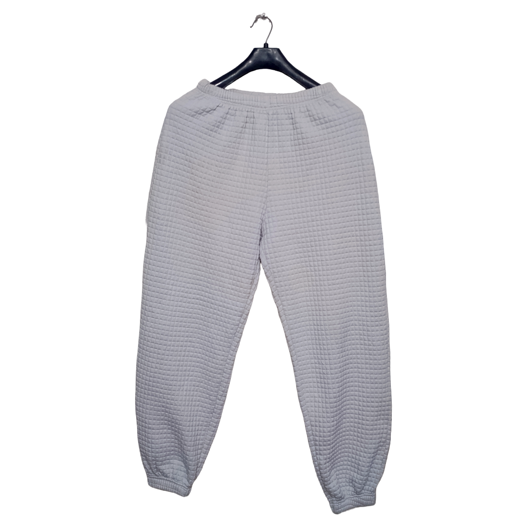 Lunda.Pk White Box Pattern Rib Bottom Trouser | Cotton Jersey