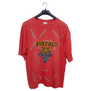 Buffalo Red Printed Faded Half Sleeves T Shirt | Cotton Jersey | Large