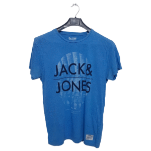 Jack & Jones Sky Blue Printed Half Sleeves T Shirt | Cotton Jersey | Medium