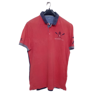 Celio Red With Back Blue Half Sleeves Polo T Shirt | P.K | Large