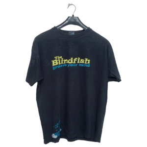 BlindFish Black Printed Half Sleeves T Shirt | Cotton Jersey | Medium