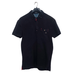 Antony Morato Plain Faded Black Polo Half Sleeves T Shirt | Cotton Jersey | Small