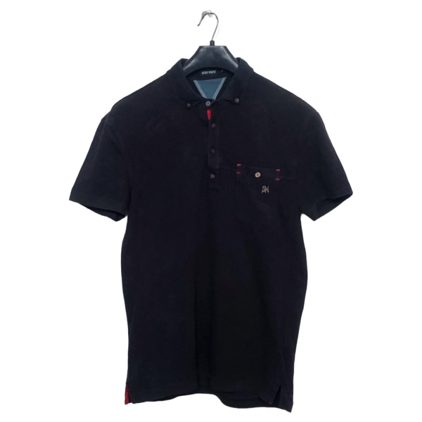 Antony Morato Plain Faded Black Polo Half Sleeves T Shirt | Cotton Jersey | Small