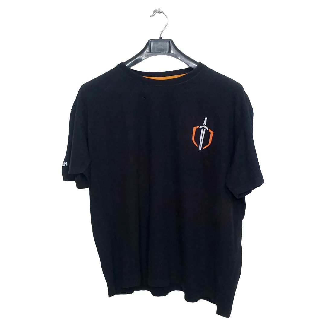 Lunda.Pk Faded Plain Black Sword Printed Half Sleeves T Shirt | Cotton Jersey | 2XL