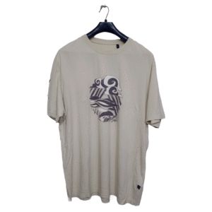 Artwork Creamy Printed Half Sleeves T Shirt | Cotton Jersey | Extra Large