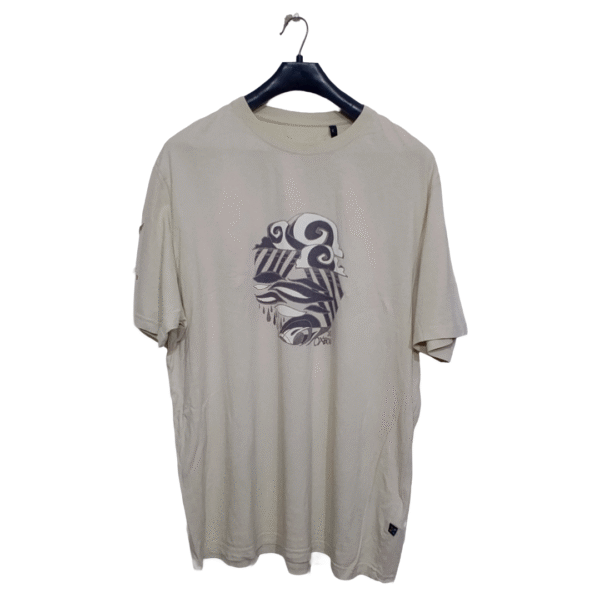 Artwork Creamy Printed Half Sleeves T Shirt | Cotton Jersey | Extra Large