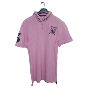 Celio Pink Minimal Print Half Sleeves Polo T Shirt | Cotton Jersey | Large