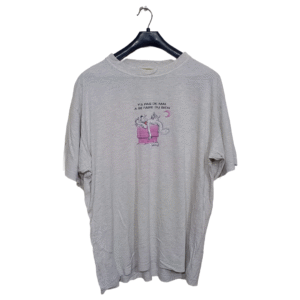 Cartoon Ash White Printed Half Sleeves T Shirt | Cotton Jersey | Extra Large