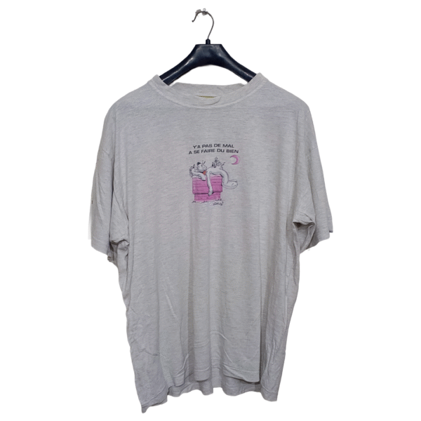 Cartoon Ash White Printed Half Sleeves T Shirt | Cotton Jersey | Extra Large