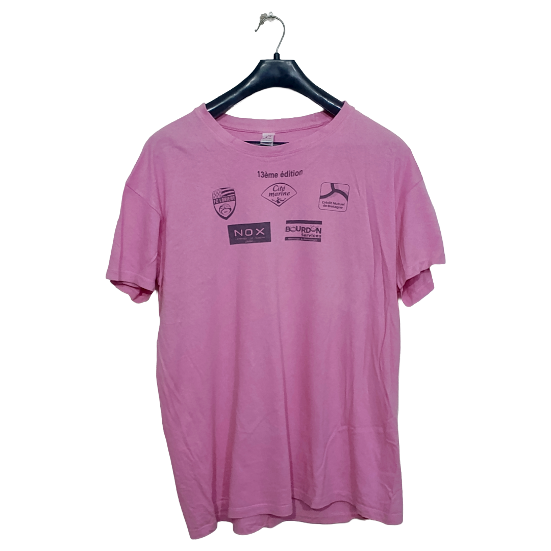 SOS Pink With Back Print Half Sleeves T Shirt | Cotton Jersey | Large