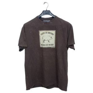 Manomania Brown Faded Printed Half Sleeves T Shirt | Cotton Jersey | Large