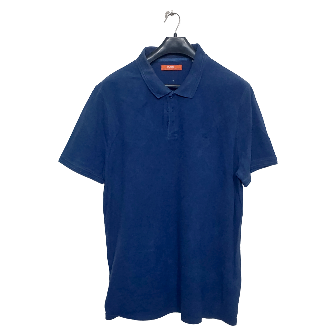 Jules Blue Faded Plain Half Sleeves Polo T Shirt | Cotton Jersey | Large
