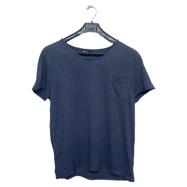BZZ Dark Bluesh Grey With Front Pocket Half Sleeves T Shirt | Cotton Jersey | Large