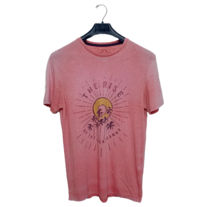 Celio Gradient Baby Pink Printed Half Sleeves T Shirt | Cotton Jersey | Medium