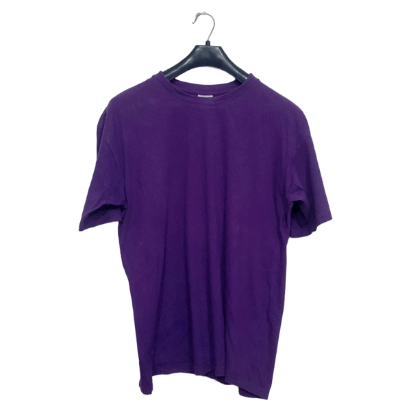 B&C Purple With Back Print Half Sleeves T Shirt | Cotton Jersey | Large