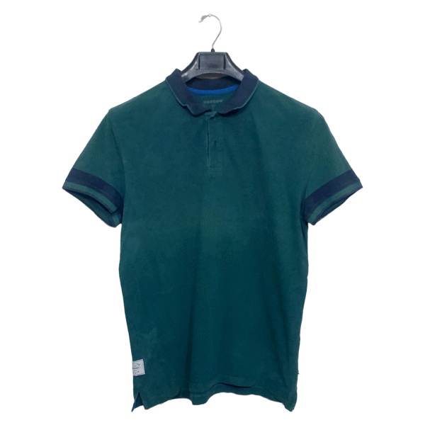 Bonobo Dull Green Faded Plain Half Sleeves Polo T Shirt | Cotton Jersey | Large