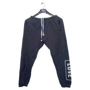 Lunda.Pk Dark Grey Love Printed 2 Pockets Elastic Bottom Trouser | Soft Fleece Fabric