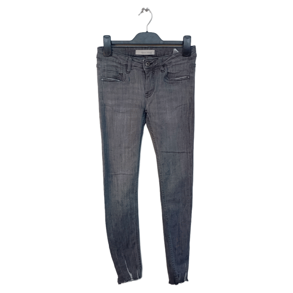 Quen Hearts Grey Shredded Ladies Bottom Jeans | Denim Fabric