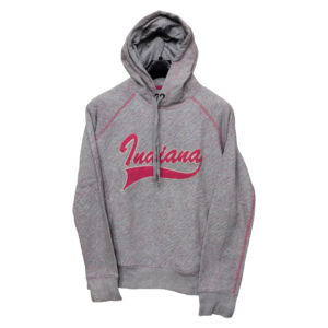Indiana Printed Grey & Pink Side Pockets Hoodie | Sweat Jersey