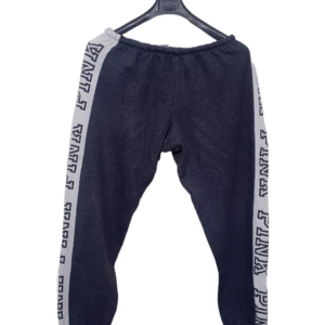 PInk Dark Grey & White No Pockets Elastic Bottom Trouser | Cotton Jersey