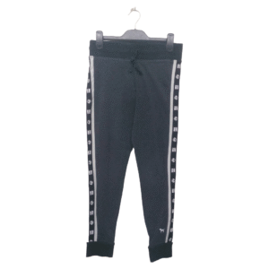 Love Pink Black With White Stripes No Pockets Rib Bottom Trouser| Cotton Jersey