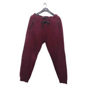 Brooklyn Maroon 2 Zipper Pockets Rib Bottom Trouser | Sweat Jersey