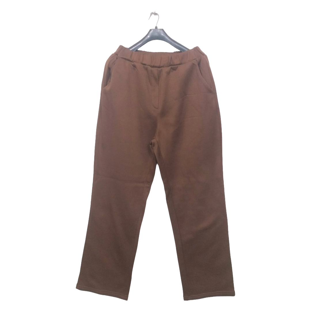 Shein Brown 2 Pockets Straight Bottom Trouser | Fleece Fabric