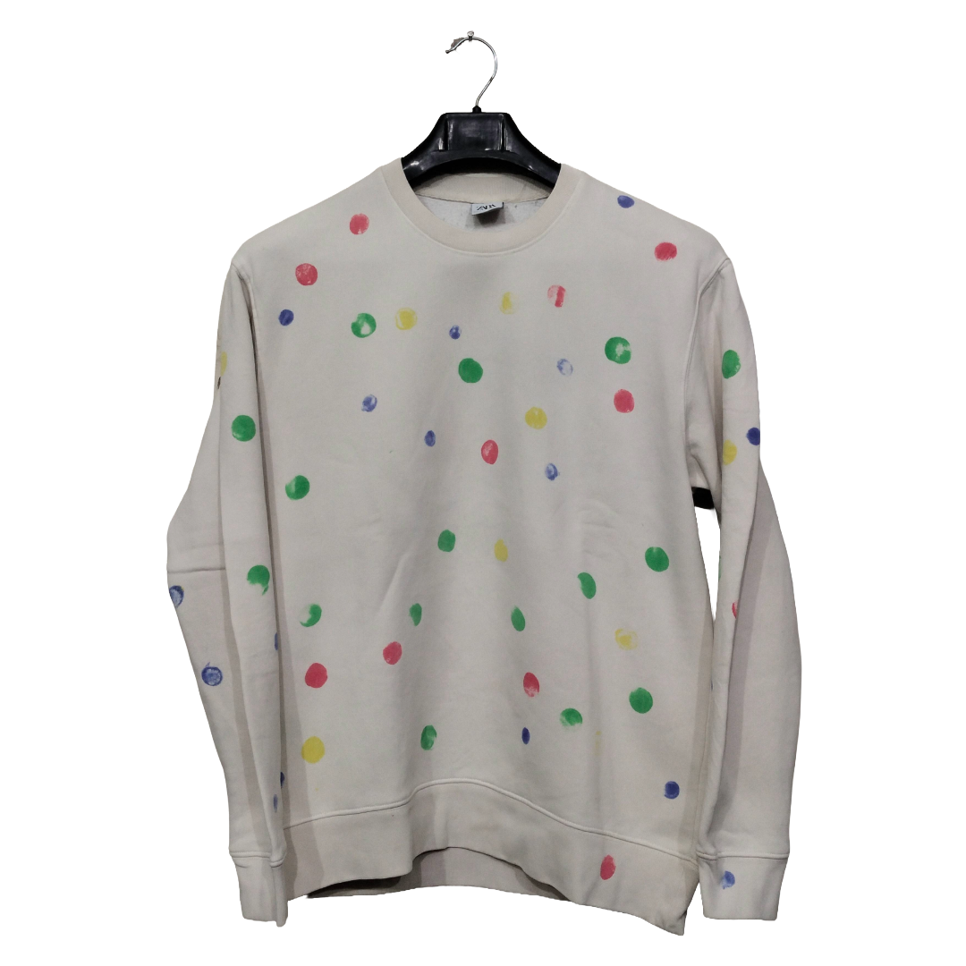 Zara Cream Artist Printed Full Sleeves Sweatshirt | Fleece Fabric