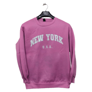 New York Printed Candy Pink Full Sleeves Sweatshirt | Sweet Jersey