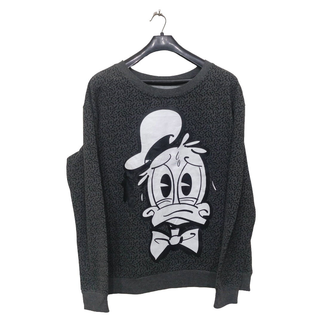 Cropp Black & Grey Donald Duck Printed Full Sleeves Sweatshirt | Sweet Jersey